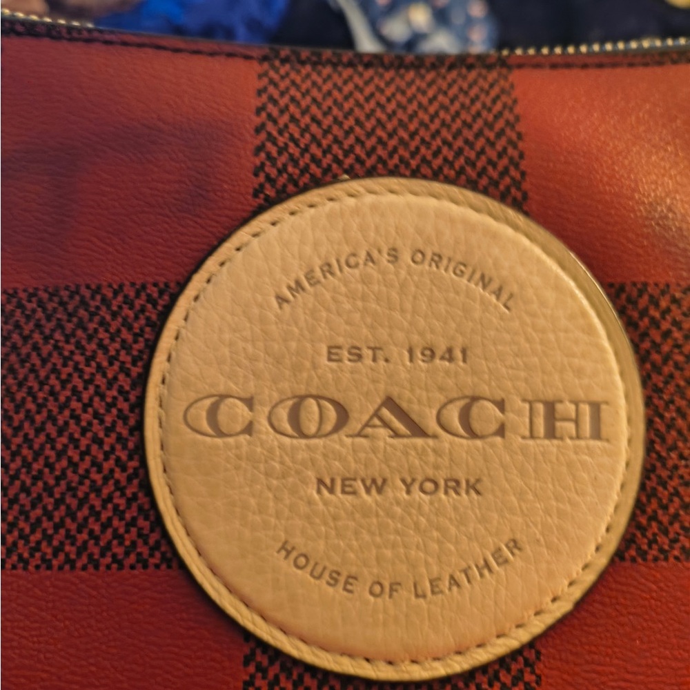 Coach Red and Black Checkered Bag